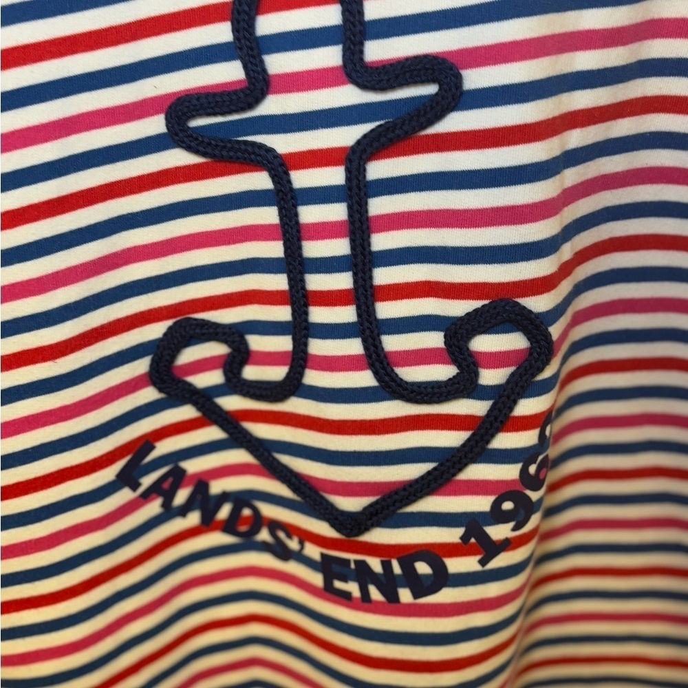 Lands' End Women's Anchor Striped Sweater - Pink and Blue - Picture 3 of 6